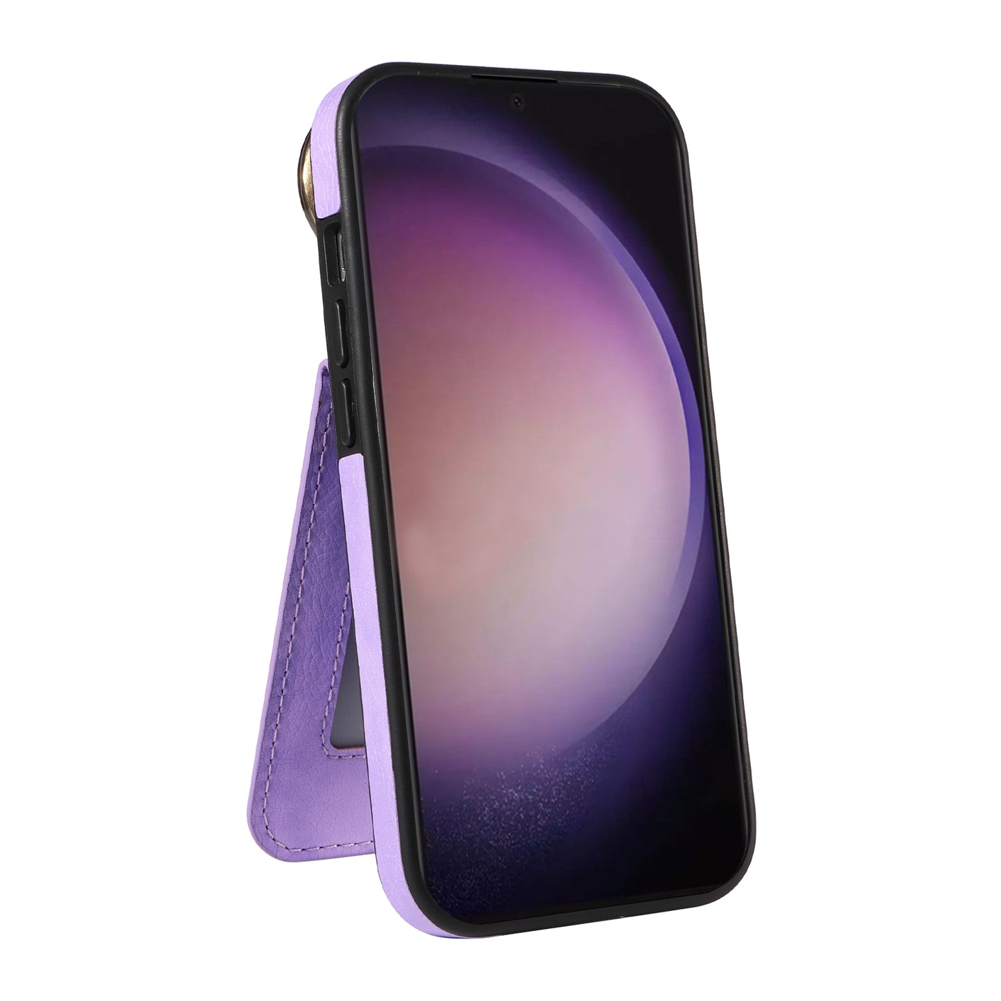 004 for Samsung Galaxy S24 Ultra Phone Case Litchi Texture Back Cover Card Holder - Light Purple