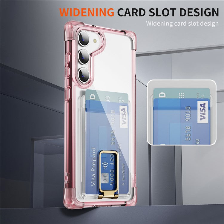 YSM Reinforced Corners Series for Samsung Galaxy S23+ Case Card Holder Clear Phone Cover - Transparent Pink