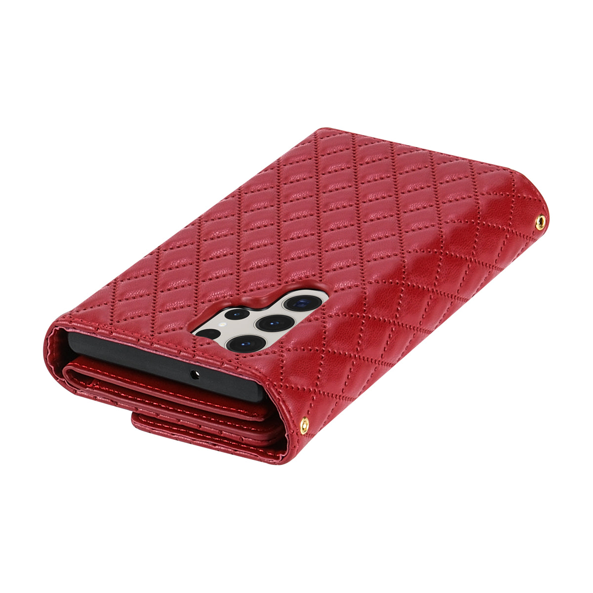 BKS-002 For Samsung Galaxy S24 Ultra Wallet Case 7 Card Slots Leather Shockproof Phone Cover - Red