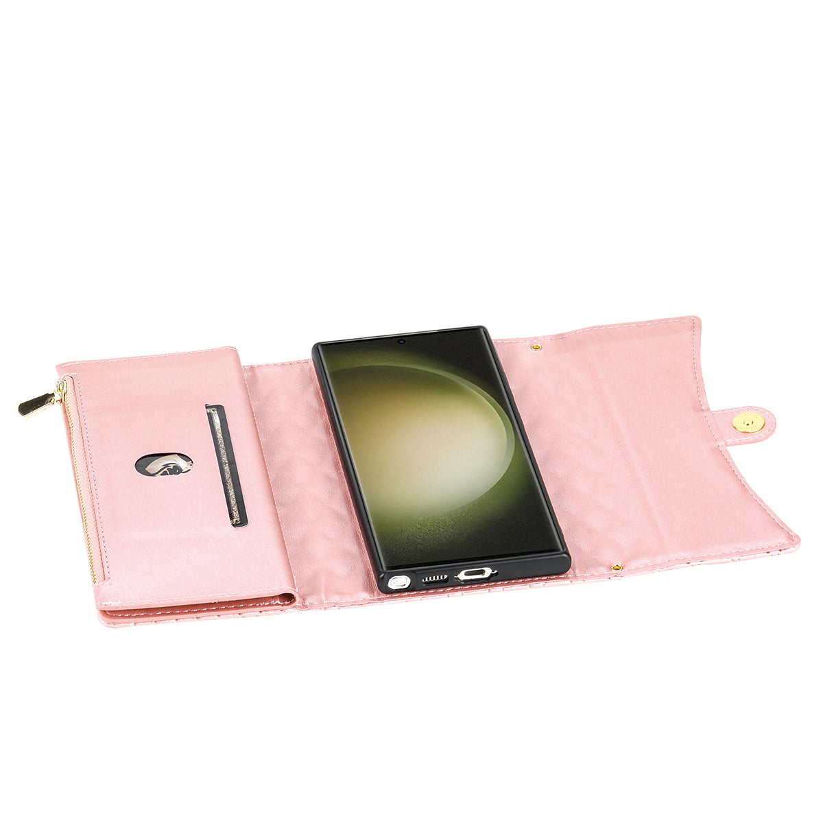 BKS-002 For Samsung Galaxy S24 Ultra Wallet Case 7 Card Slots Leather Shockproof Phone Cover - Rose Gold