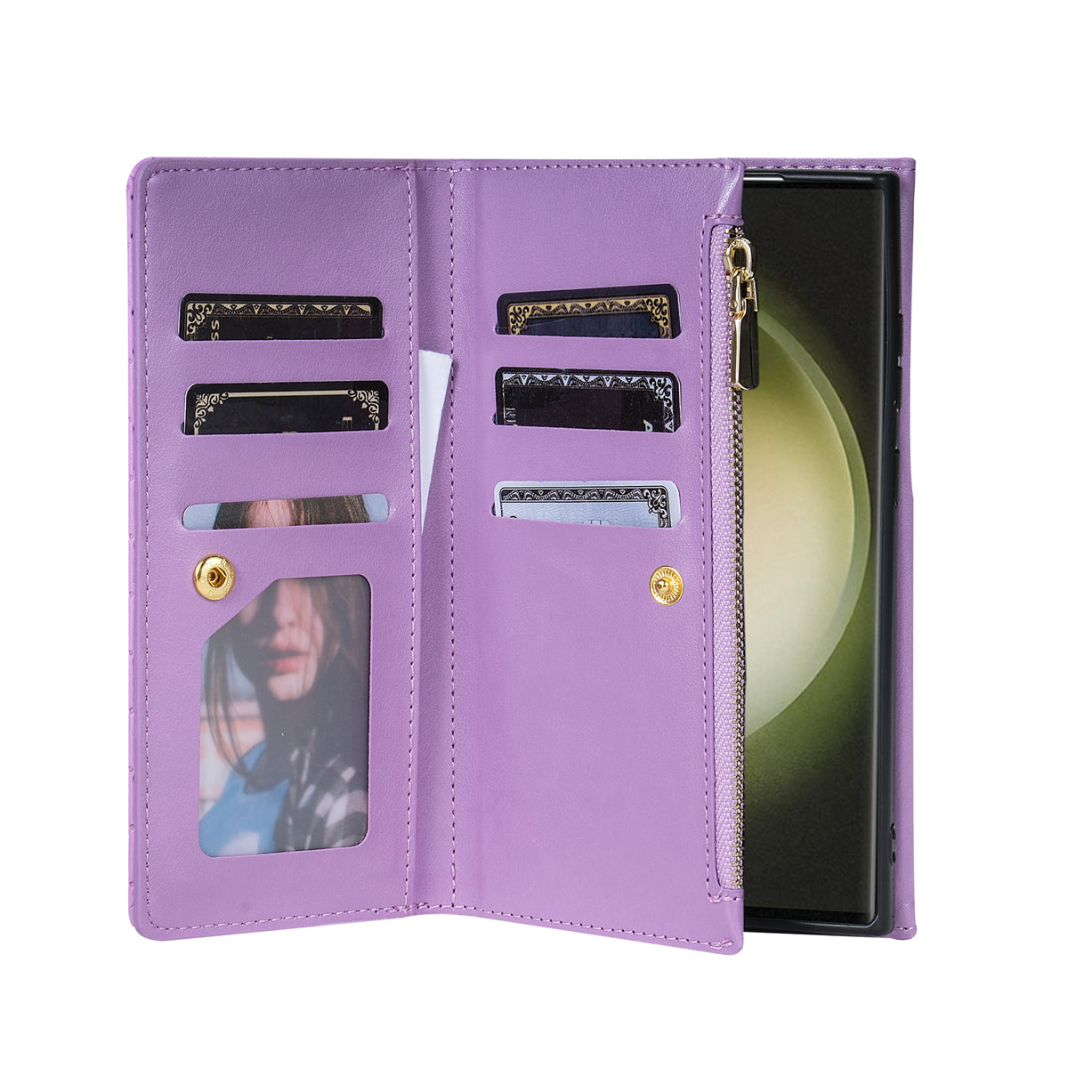 BKS-002 For Samsung Galaxy S24 Ultra Wallet Case 7 Card Slots Leather Shockproof Phone Cover - Purple