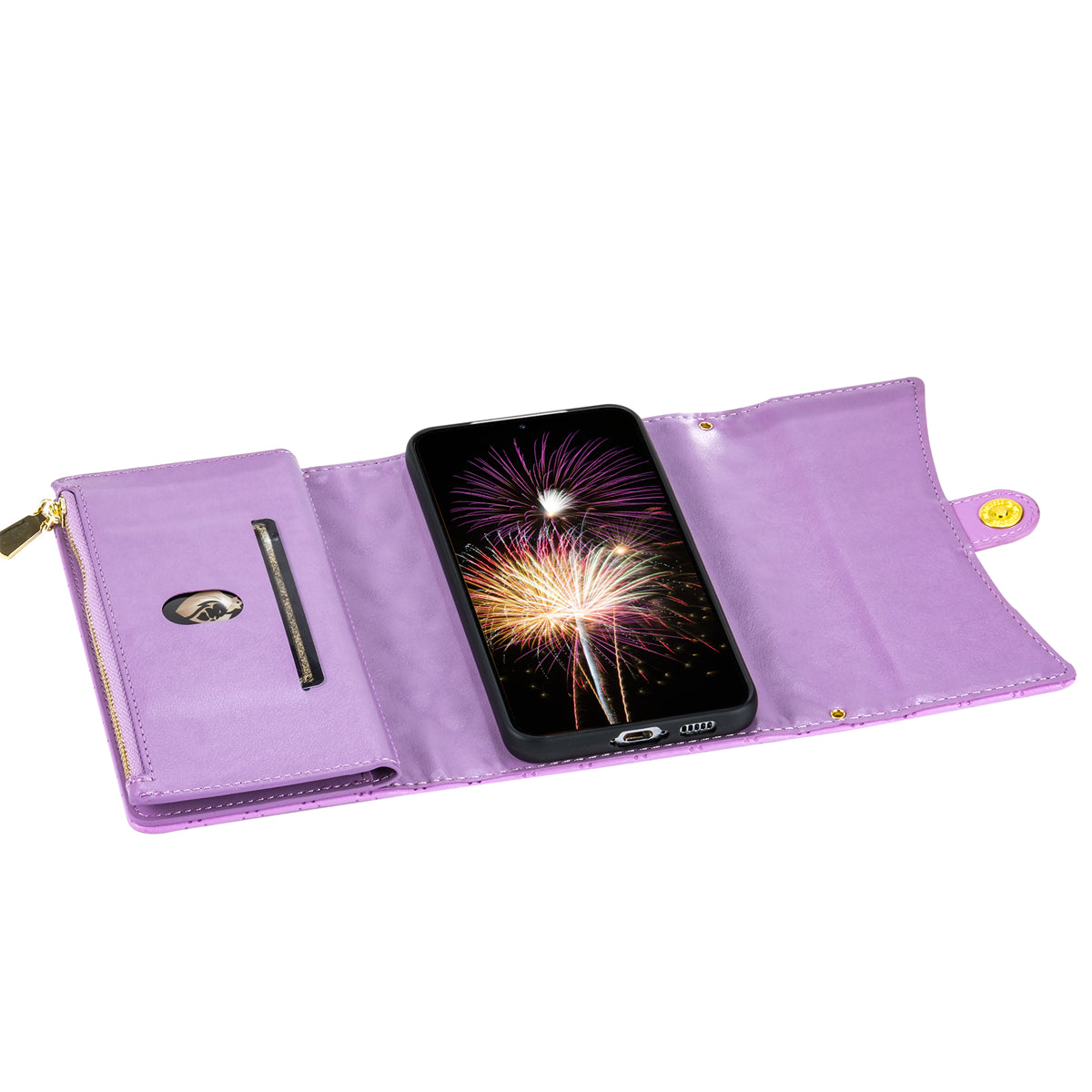 BKS-002 For Samsung Galaxy S24+ Wallet Case PU Leather Phone Cover Handbag with Long Strap - Purple