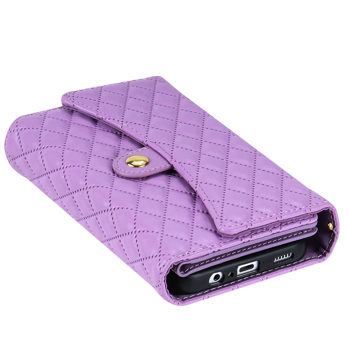 BKS-002 For Samsung Galaxy S24+ Wallet Case PU Leather Phone Cover Handbag with Long Strap - Purple