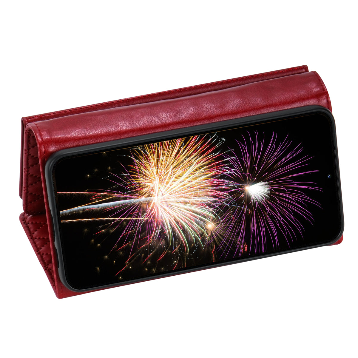 BKS-002 For Samsung Galaxy S24 Leather Flip Case Phone Cover Card Slots Zipper Pocket - Red