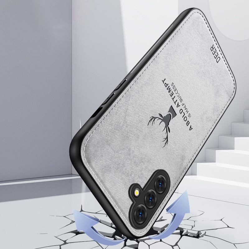 For Samsung Galaxy S24 Case Luxury Soft Texture Deer Pattern Phone Cover - Grey