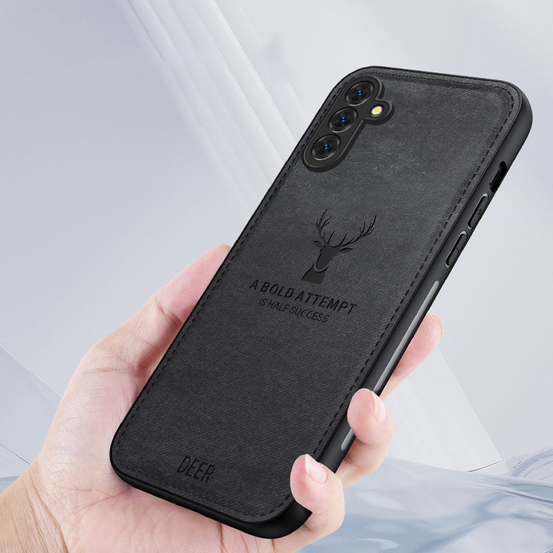 For Samsung Galaxy S24 Case Luxury Soft Texture Deer Pattern Phone Cover - Grey
