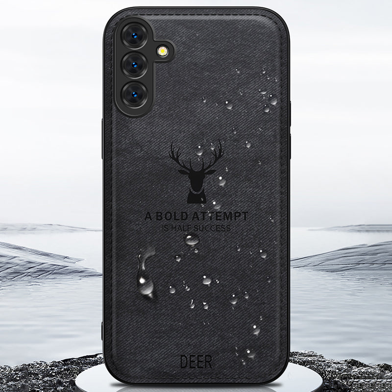 For Samsung Galaxy S24 Case Luxury Soft Texture Deer Pattern Phone Cover - Grey