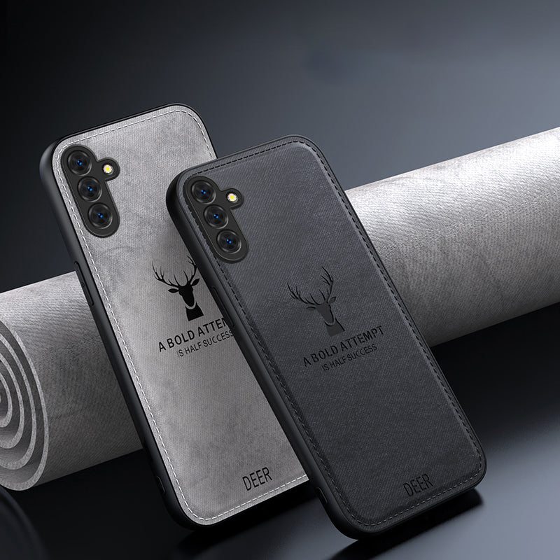 For Samsung Galaxy S24 Case Luxury Soft Texture Deer Pattern Phone Cover - Grey