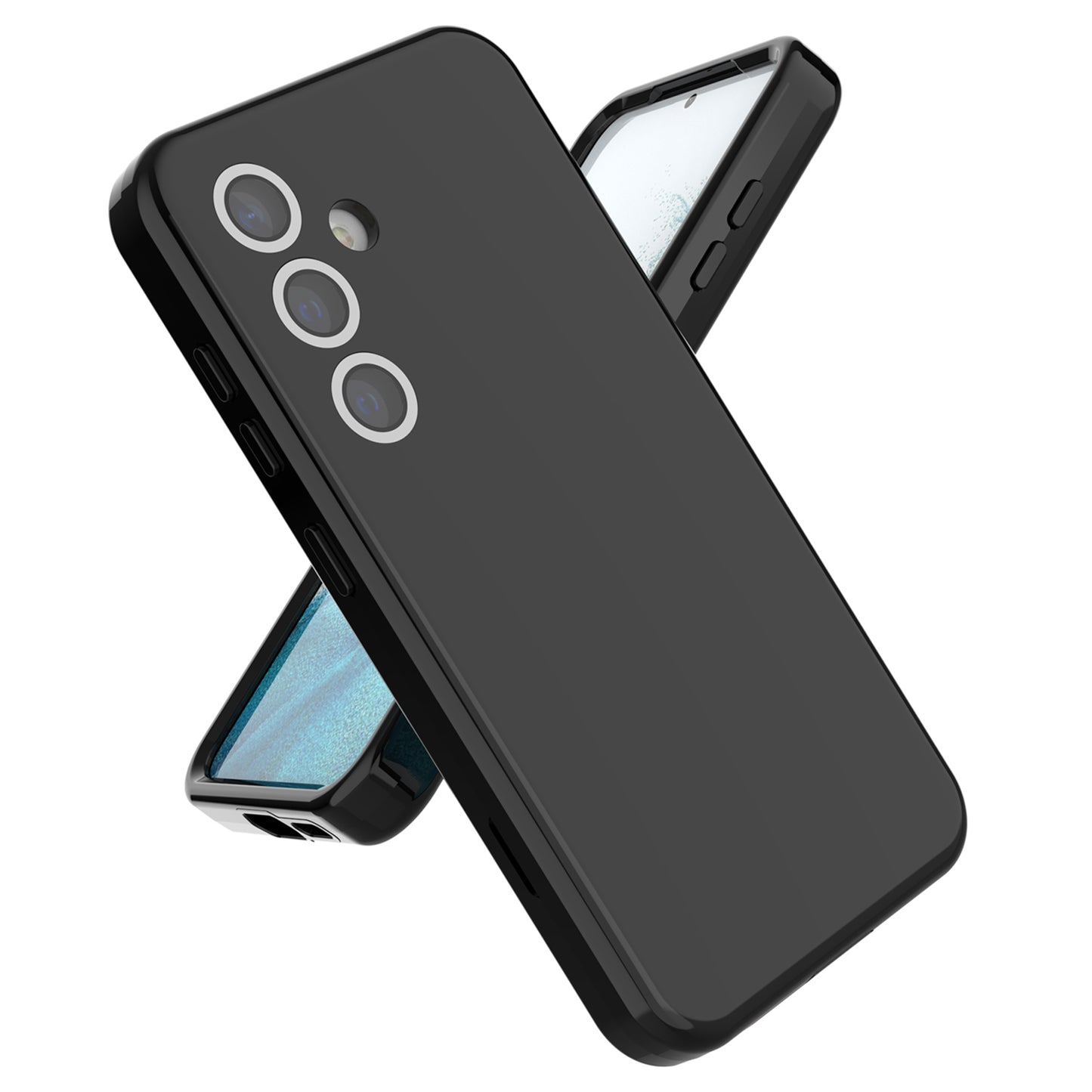 GW03 For Samsung Galaxy S24+ Case Rubberized TPU + PC Phone Back Cover - Black