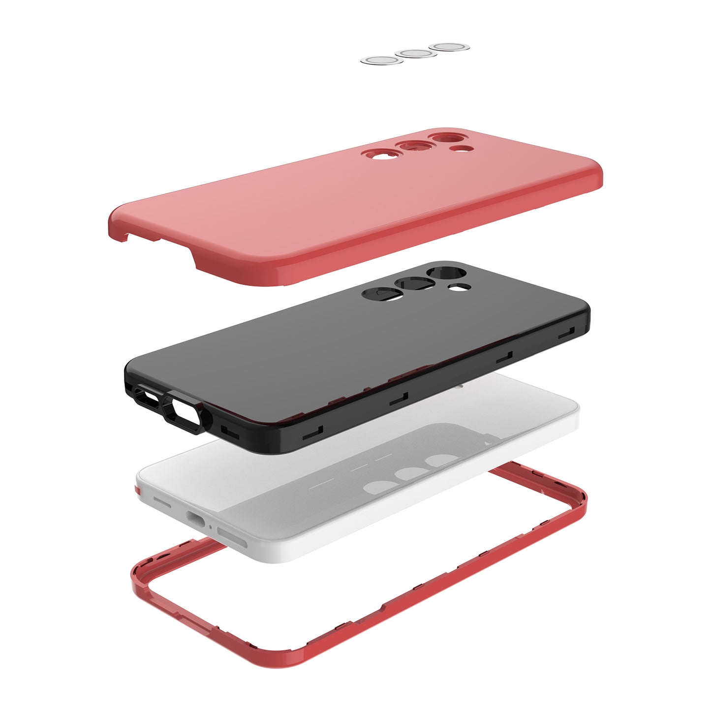GW03 For Samsung Galaxy S24+ Case Rubberized TPU + PC Phone Back Cover - Red