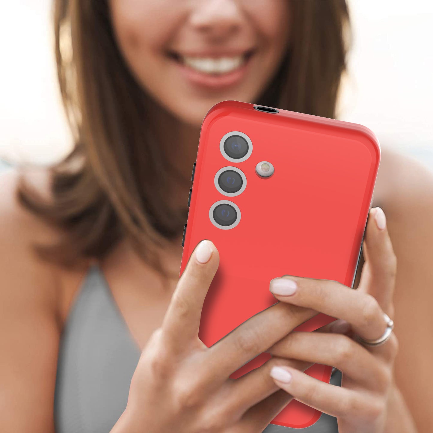 GW03 For Samsung Galaxy S24+ Case Rubberized TPU + PC Phone Back Cover - Red