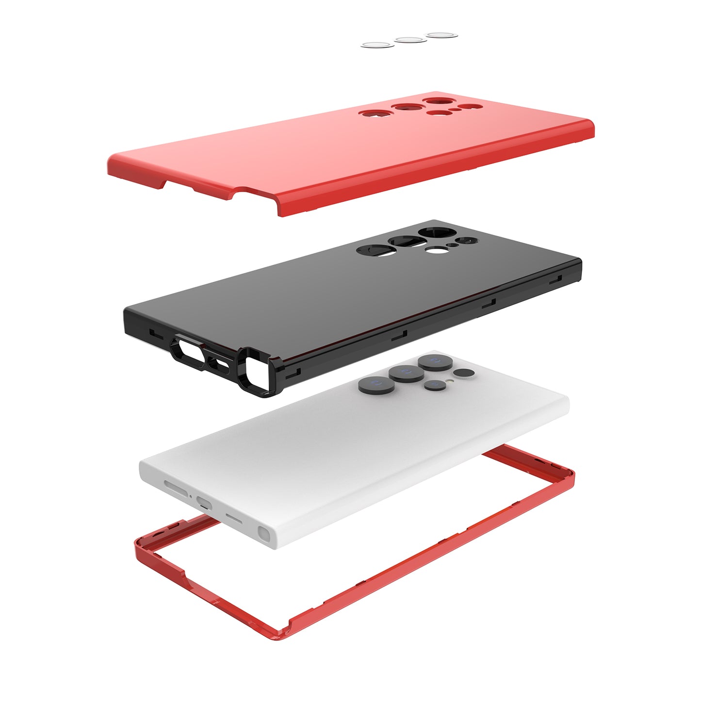 GW03 For Samsung Galaxy S24 Ultra Cell Phone Case Anti-fingerprint Rubberized TPU + PC Cover - Red