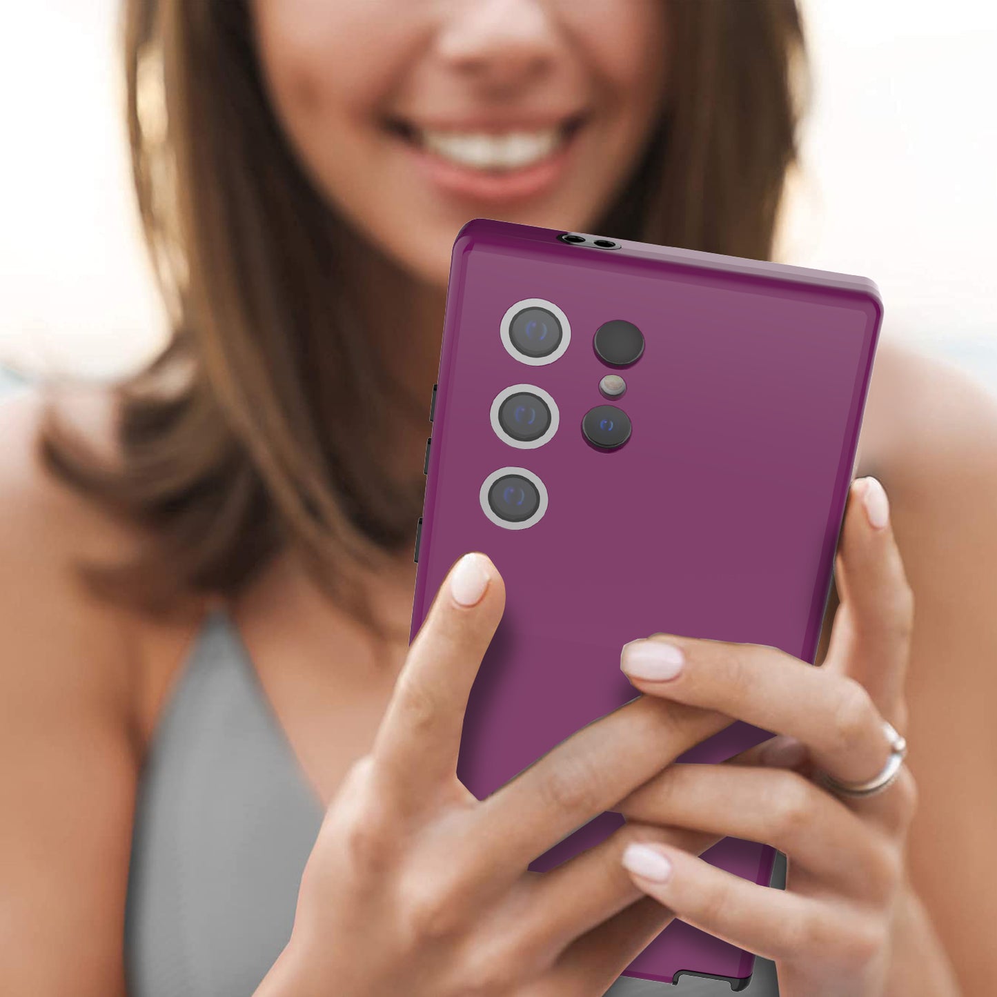GW03 For Samsung Galaxy S24 Ultra Cell Phone Case Anti-fingerprint Rubberized TPU + PC Cover - Dark Purple