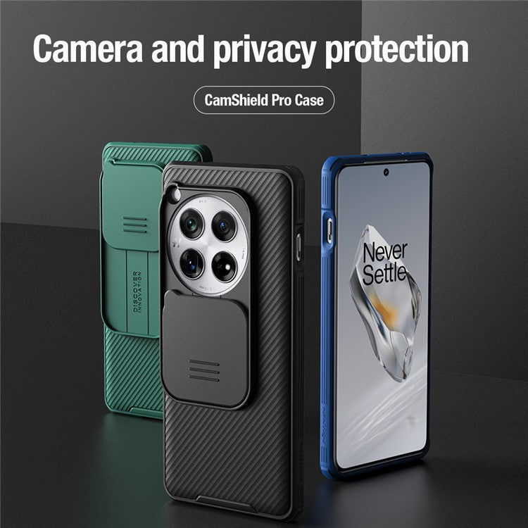 NILLKIN CamShield Pro Series For OnePlus 12 5G Case Slim Shockproof Phone Cover with Slide Camera Lid - Green