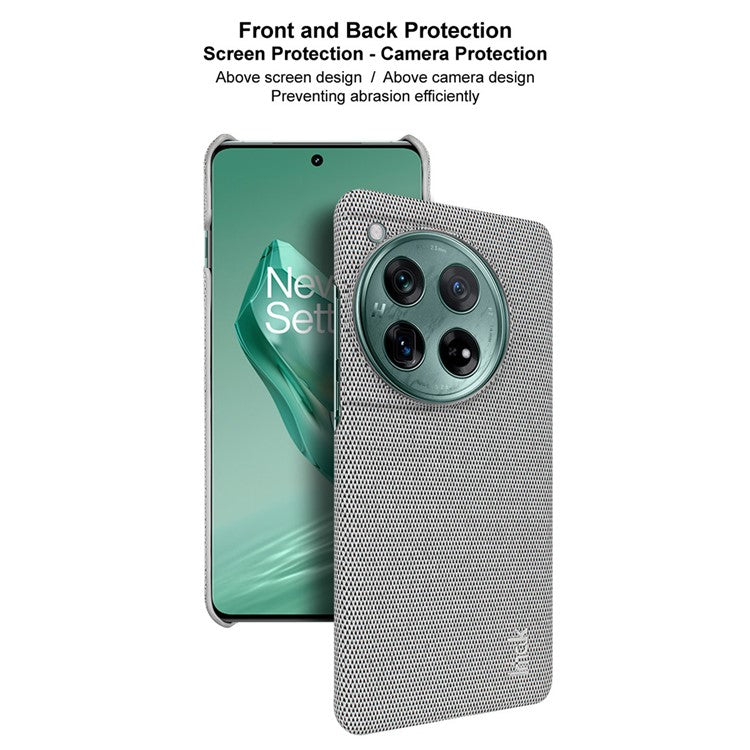 IMAK Ruiyi Series for OnePlus 12 5G Phone Case Leather+PC Cover Cloth Texture - Black