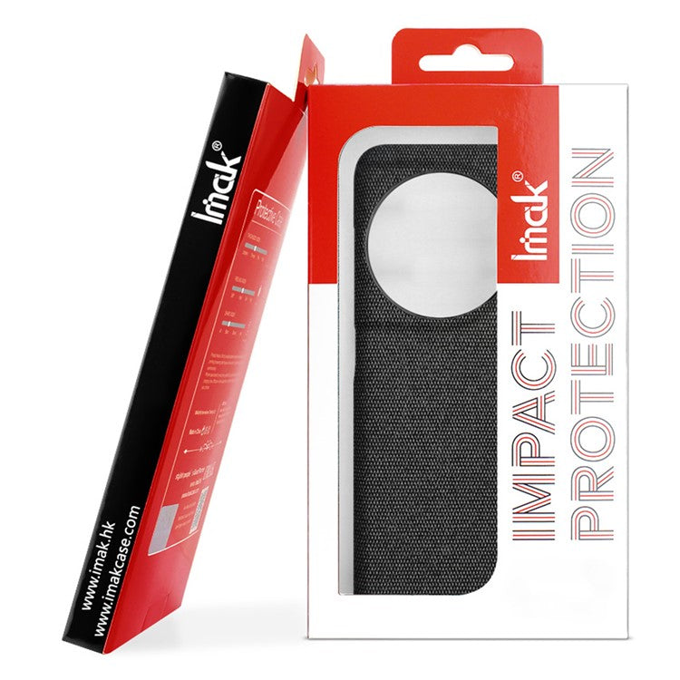 IMAK Ruiyi Series for OnePlus 12 5G Phone Case Leather+PC Cover Cloth Texture - Black