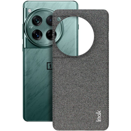 IMAK Ruiyi Series for OnePlus 12 5G Phone Case Leather+PC Cover Cloth Texture - Dark Grey