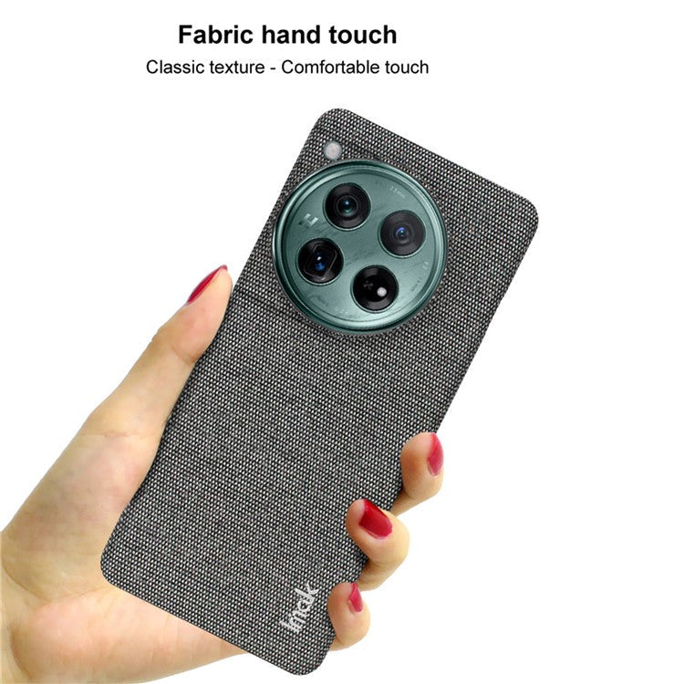 IMAK Ruiyi Series for OnePlus 12 5G Phone Case Leather+PC Cover Cloth Texture - Dark Grey
