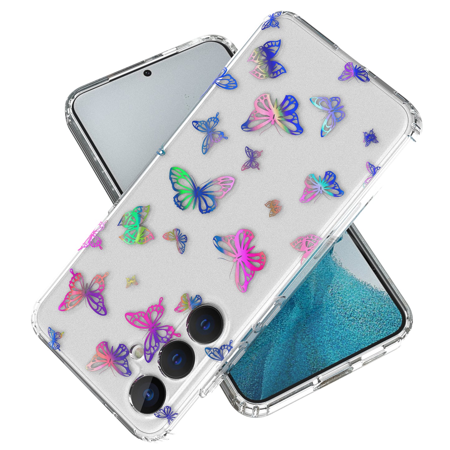 For Samsung Galaxy S24 Case Pattern PC + TPU Laser Carving Phone Cover - Butterfly