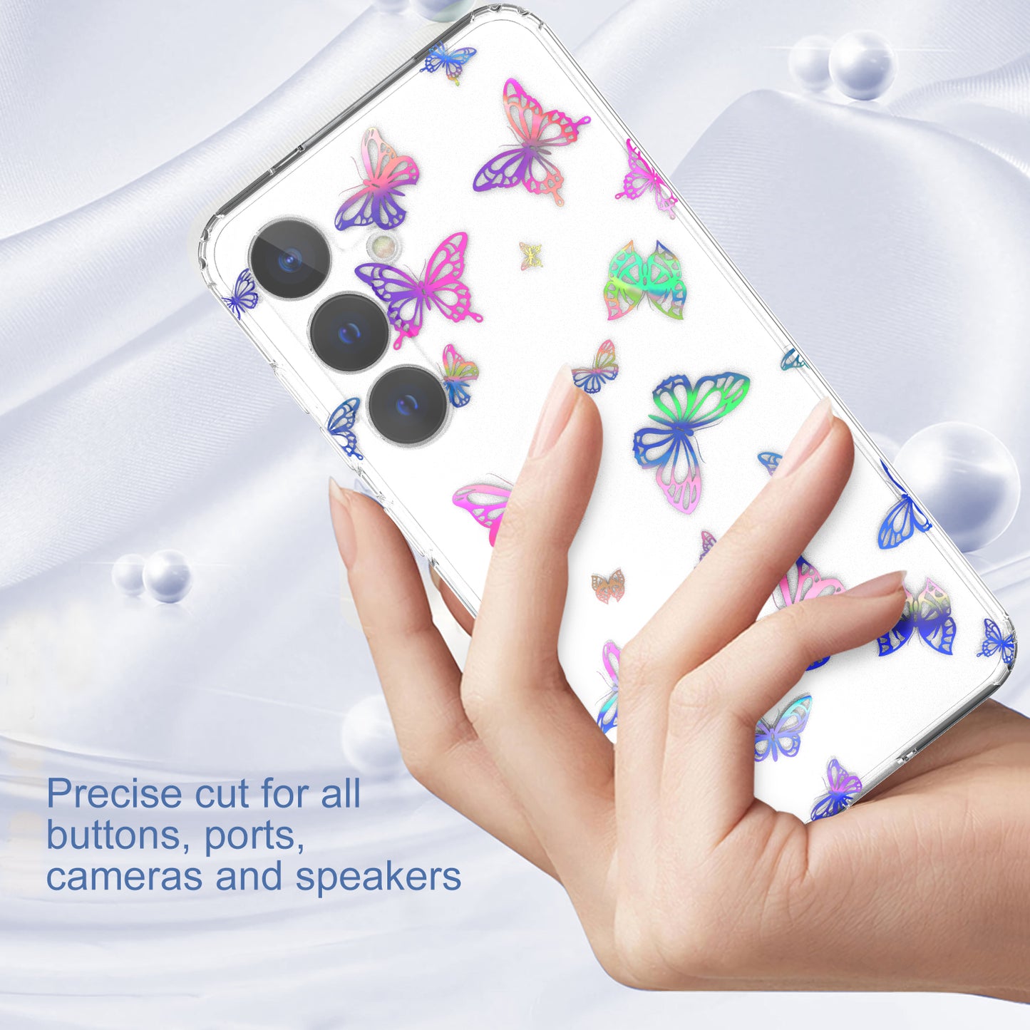 For Samsung Galaxy S24+ Cell Phone Case Stylish Laser Pattern PC + TPU Back Cover - Butterfly