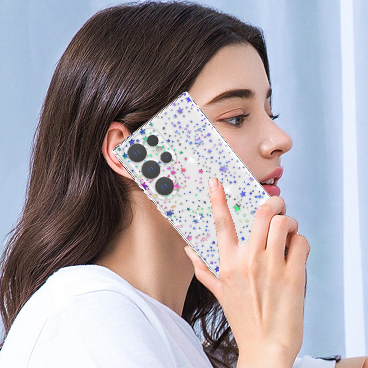 For Samsung Galaxy S24 Ultra Case Laser Pattern Anti-scratch PC + TPU Phone Shell - Star