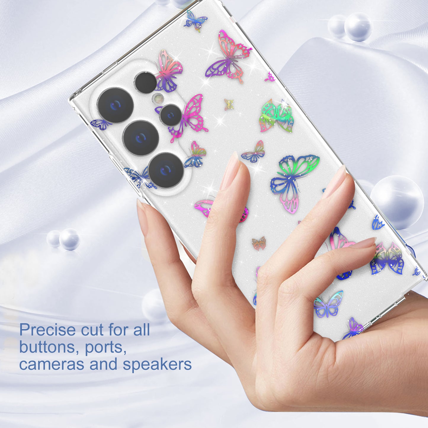 For Samsung Galaxy S24 Ultra Case Laser Pattern Anti-scratch PC + TPU Phone Shell - Butterfly