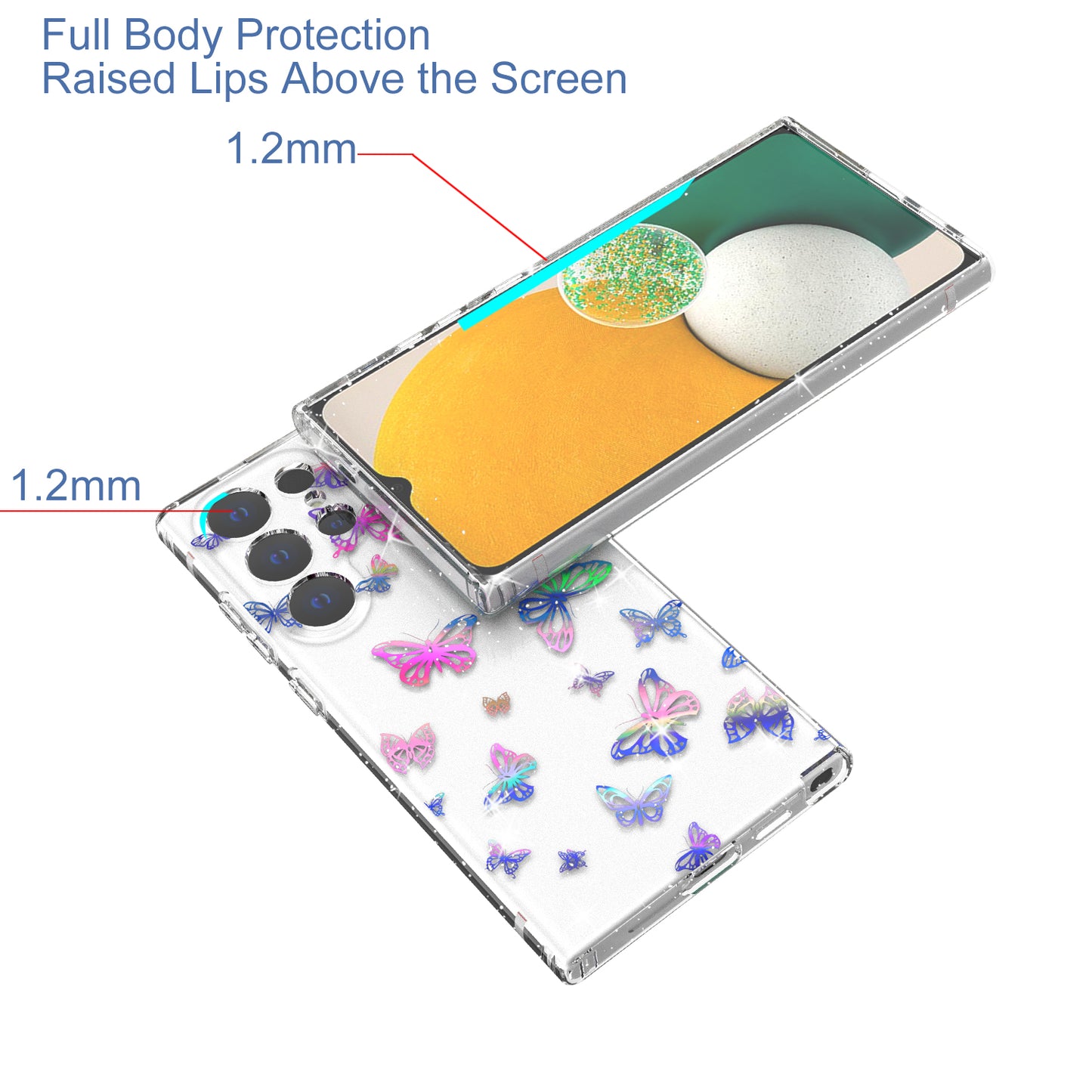 For Samsung Galaxy S24 Ultra Case Laser Pattern Anti-scratch PC + TPU Phone Shell - Butterfly