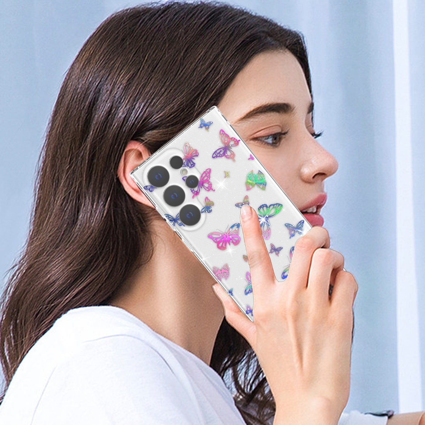 For Samsung Galaxy S24 Ultra Case Laser Pattern Anti-scratch PC + TPU Phone Shell - Butterfly