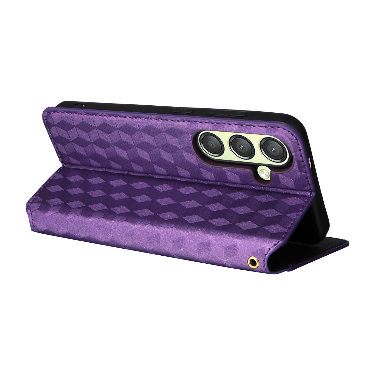 For Samsung Galaxy S24+ Case Rhombus Pattern Automatic Closing Phone Cover - Purple