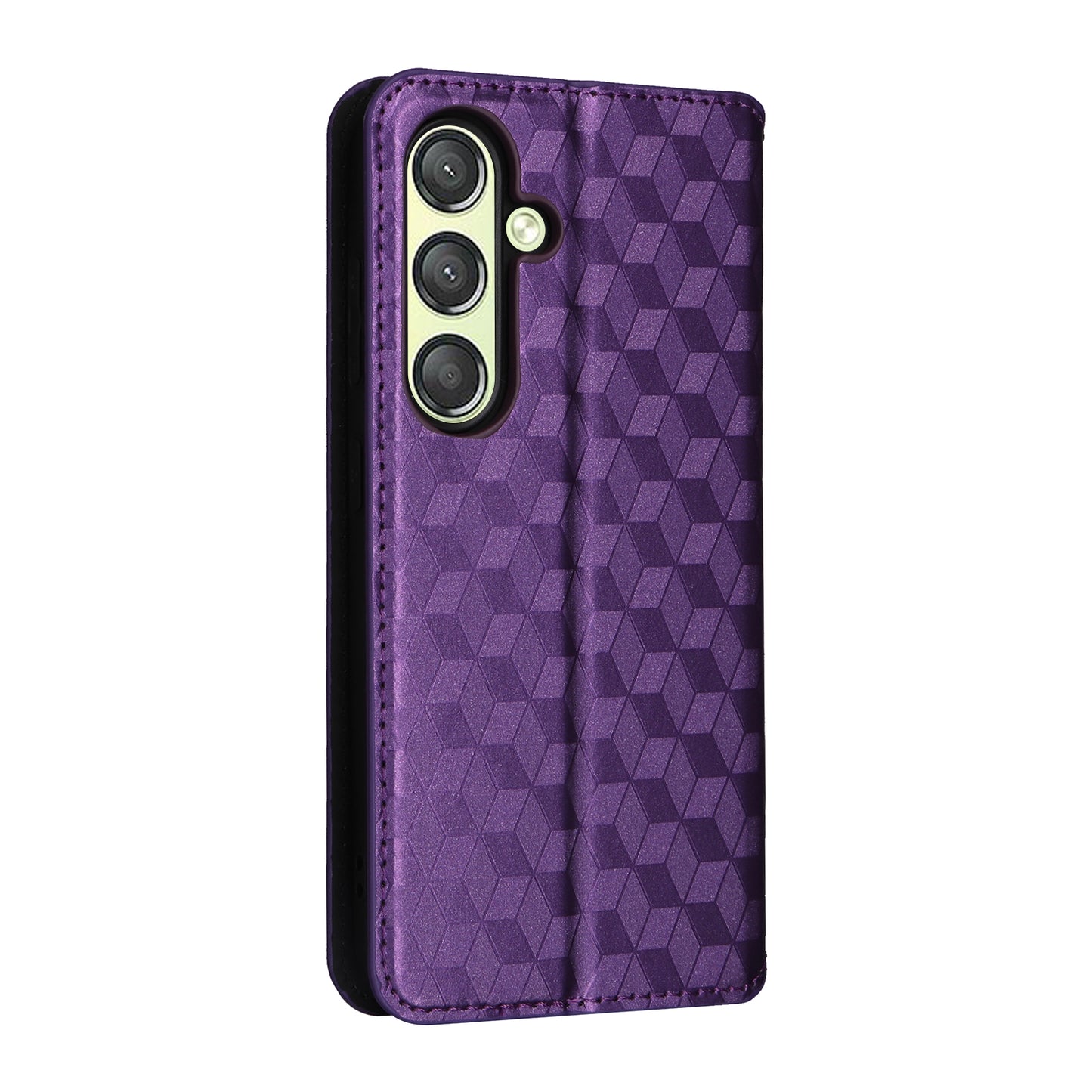 For Samsung Galaxy S24+ Case Rhombus Pattern Automatic Closing Phone Cover - Purple