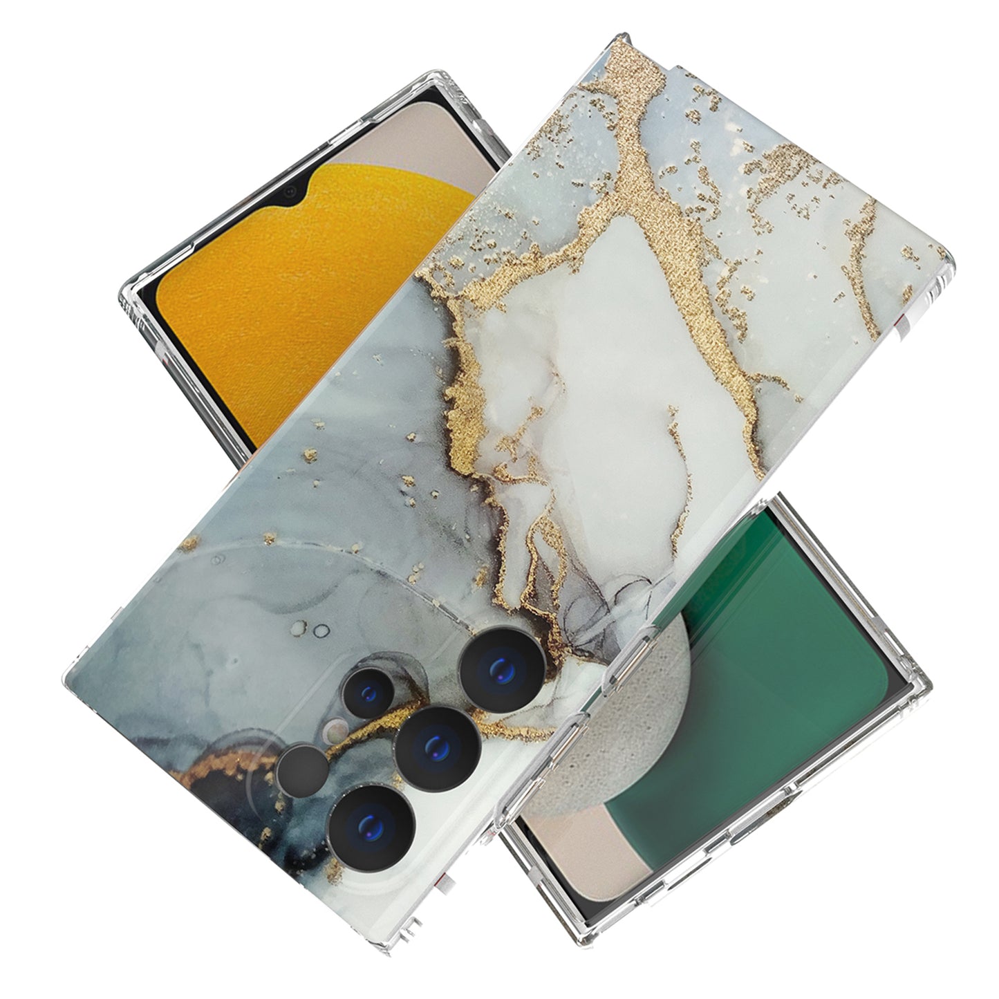 GW18 Phone Case for Samsung Galaxy S24 Ultra Marble Pattern IMD Phone Cover - Style A