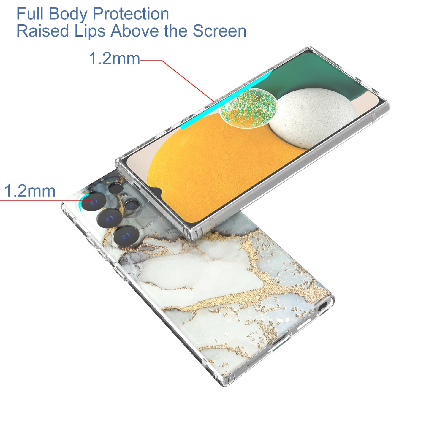 GW18 Phone Case for Samsung Galaxy S24 Ultra Marble Pattern IMD Phone Cover - Style A