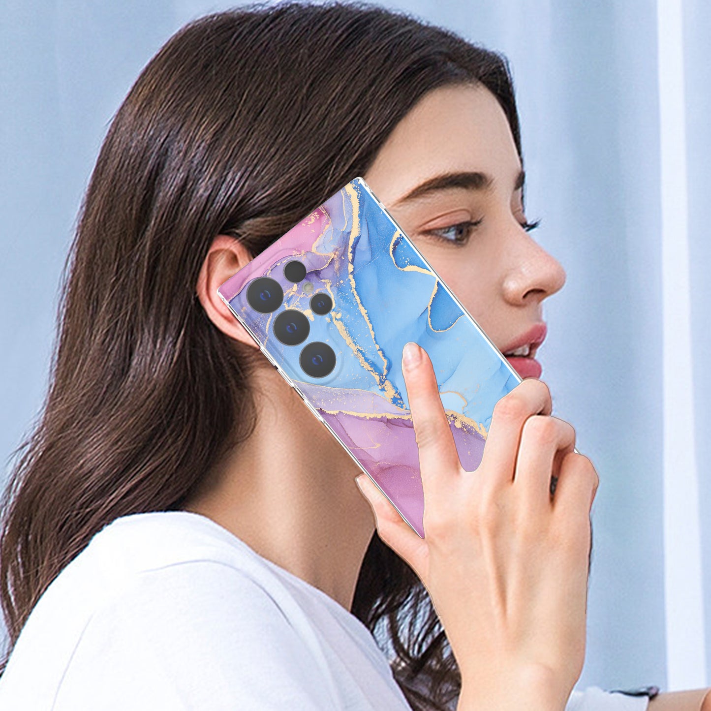 GW18 Phone Case for Samsung Galaxy S24 Ultra Marble Pattern IMD Phone Cover - Style B