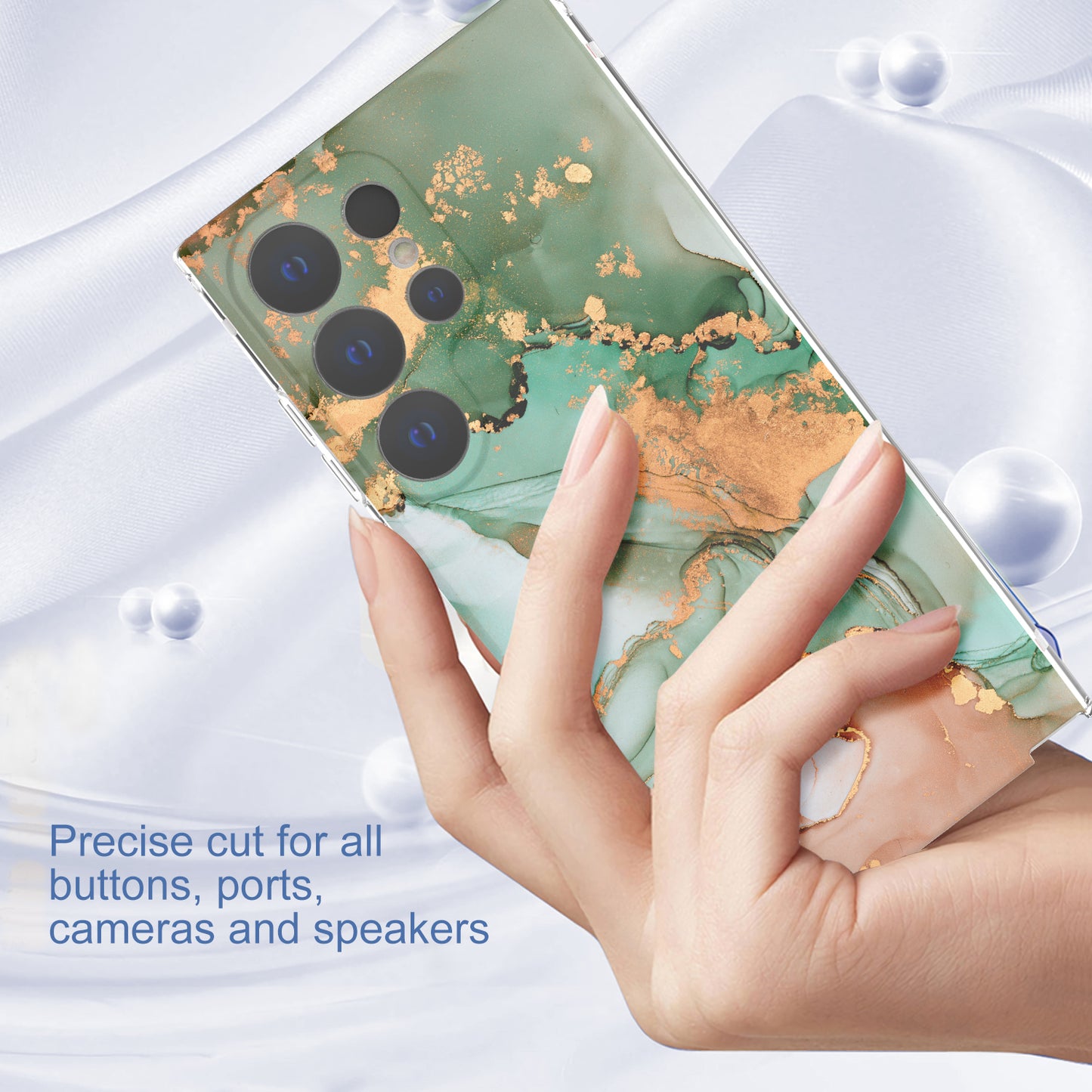 GW18 Phone Case for Samsung Galaxy S24 Ultra Marble Pattern IMD Phone Cover - Style C