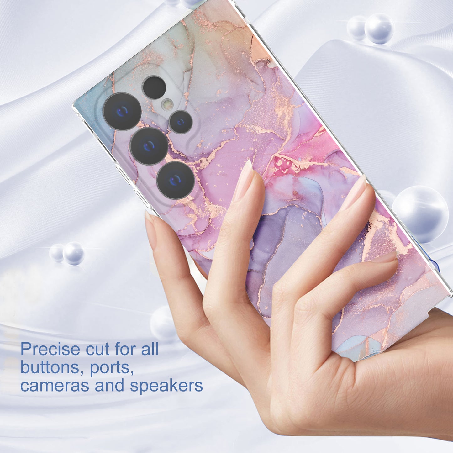 GW18 Phone Case for Samsung Galaxy S24 Ultra Marble Pattern IMD Phone Cover - Style D