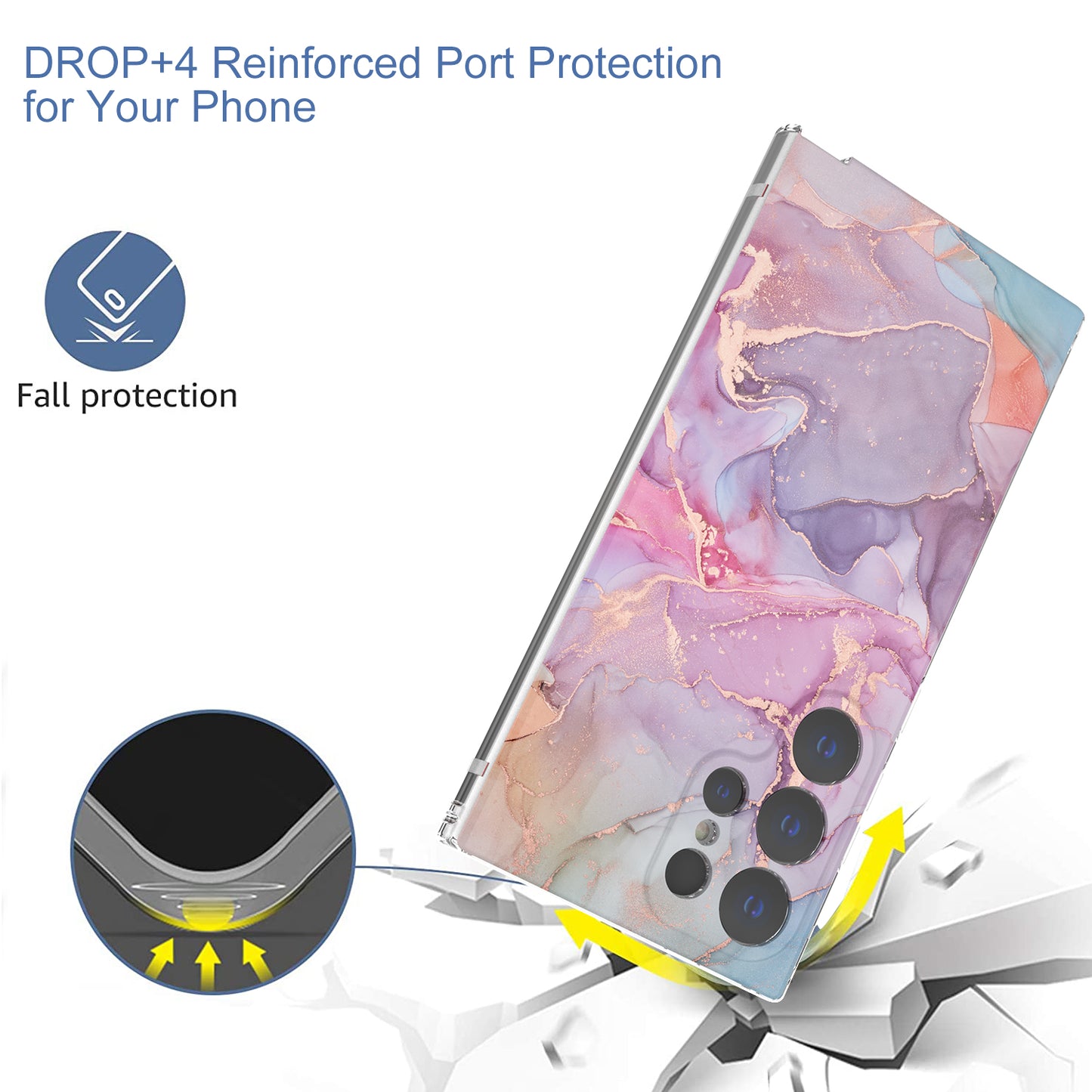 GW18 Phone Case for Samsung Galaxy S24 Ultra Marble Pattern IMD Phone Cover - Style D