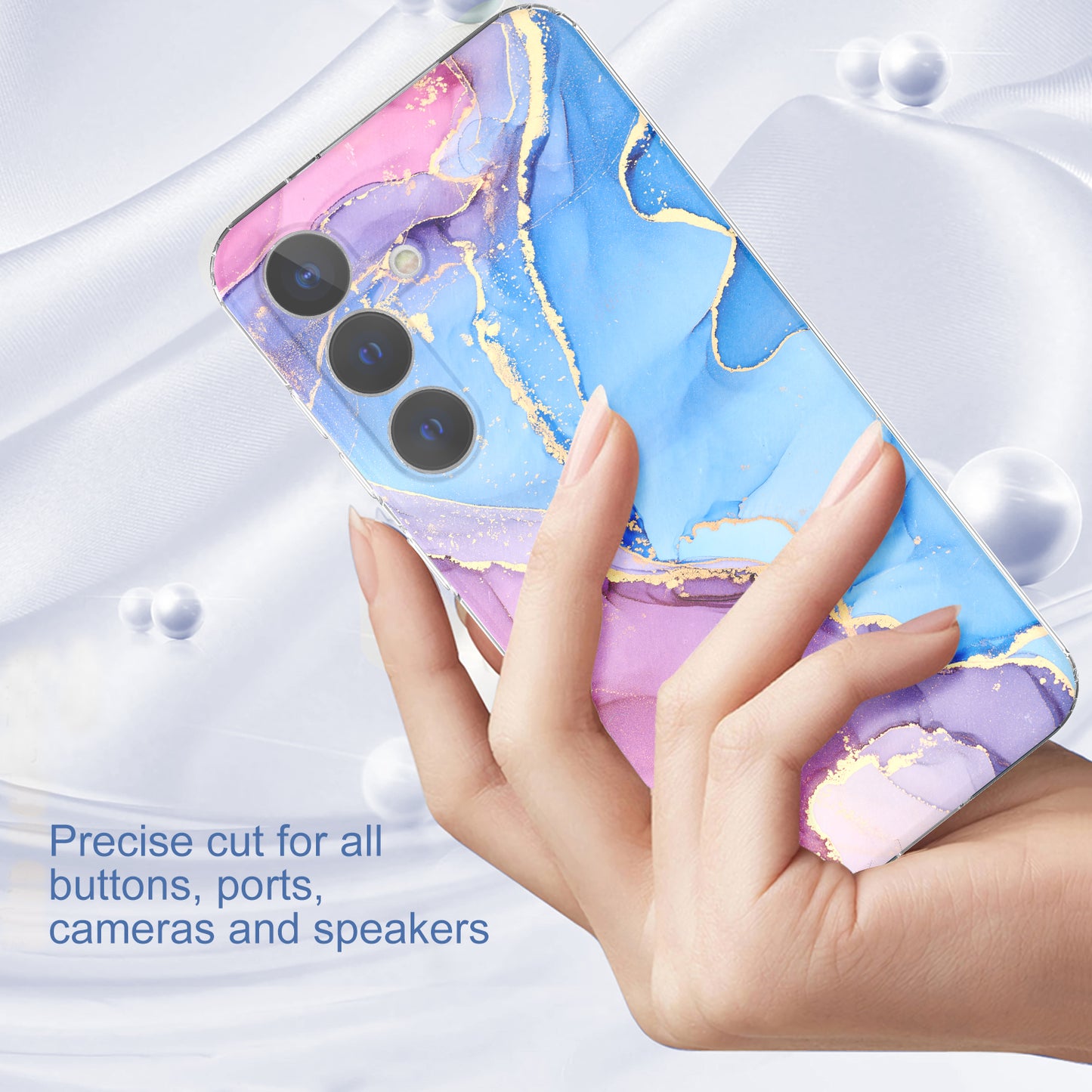 For Samsung Galaxy S24 Phone Case GW18 PC+TPU Back Cover IMD Marble Pattern - Style A