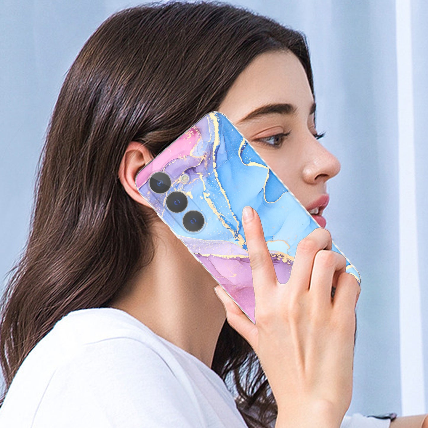 For Samsung Galaxy S24 Phone Case GW18 PC+TPU Back Cover IMD Marble Pattern - Style A