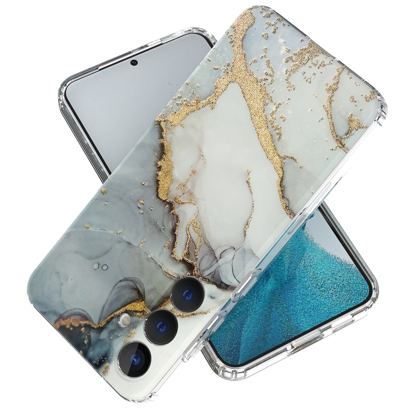 For Samsung Galaxy S24 Phone Case GW18 PC+TPU Back Cover IMD Marble Pattern - Style B
