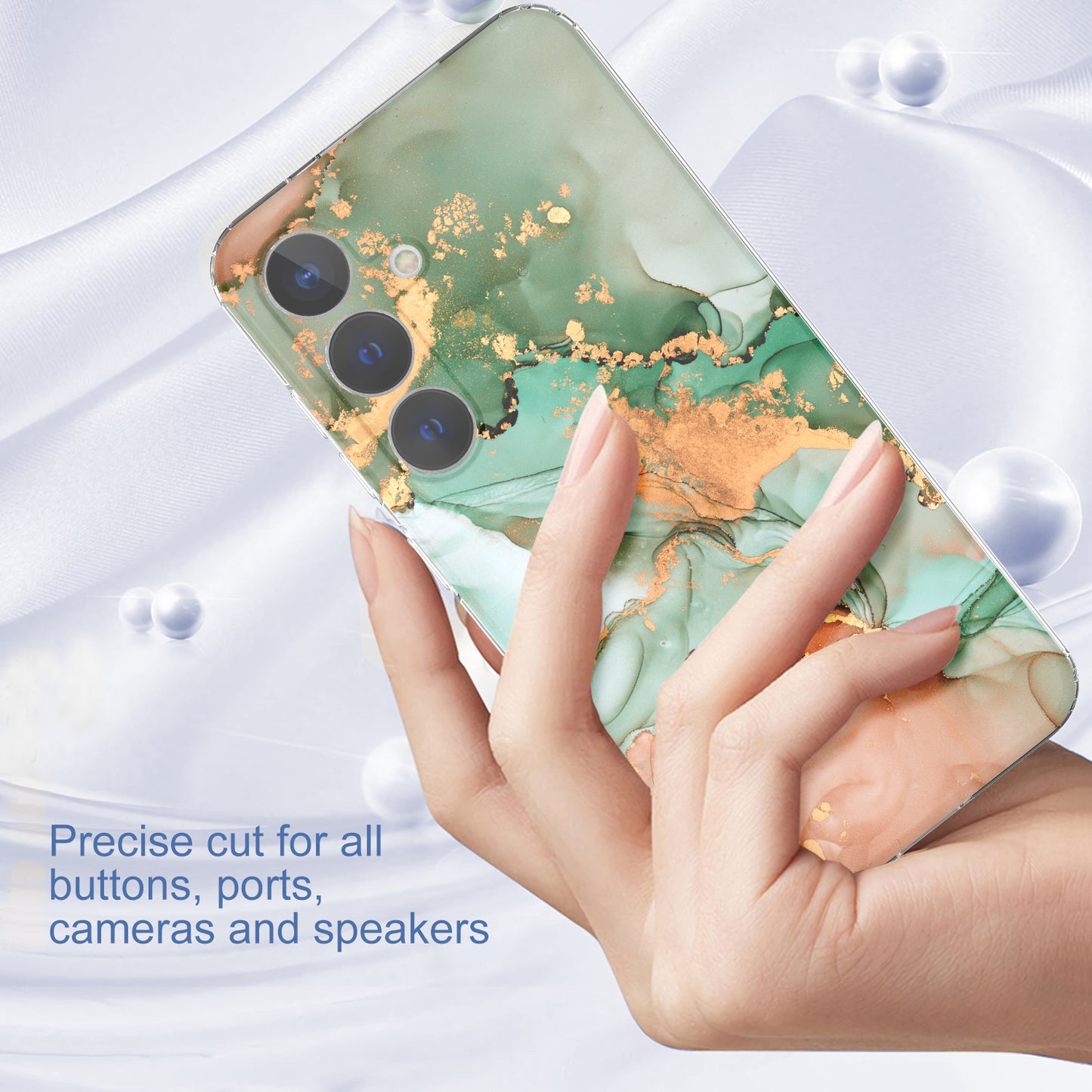 For Samsung Galaxy S24 Phone Case GW18 PC+TPU Back Cover IMD Marble Pattern - Style C