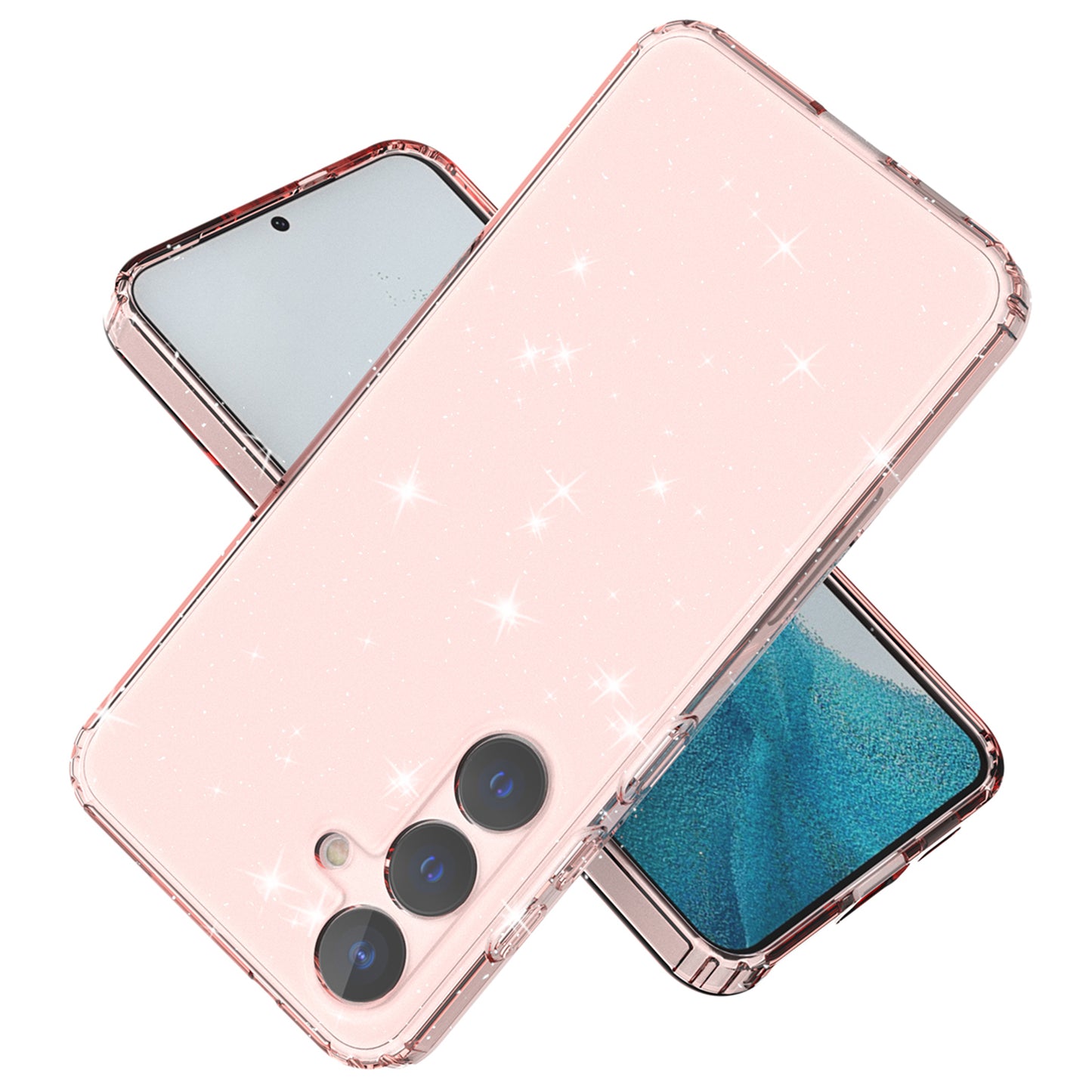 For Samsung Galaxy S24 TPU Case Glitter Clear Phone Back Cover - Transparent Pink
