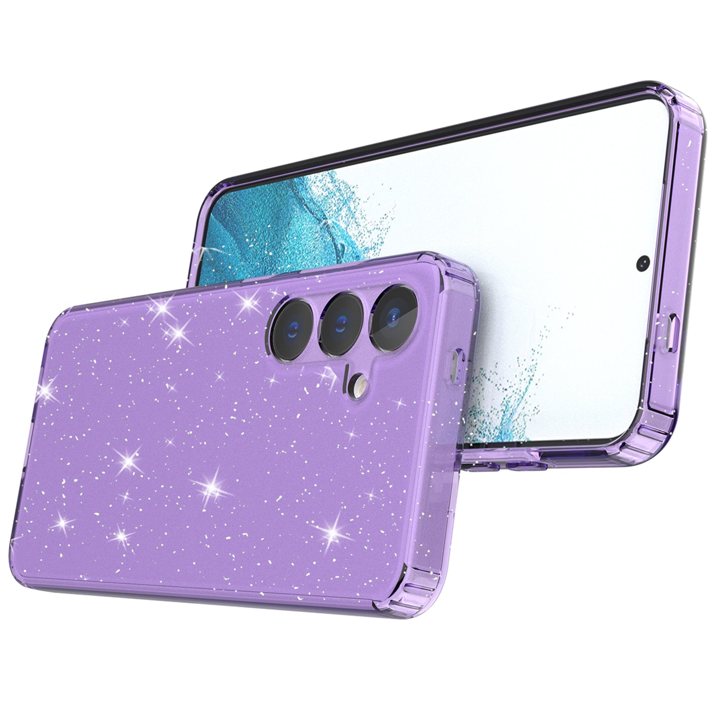 For Samsung Galaxy S24 TPU Case Glitter Clear Phone Back Cover - Transparent Purple