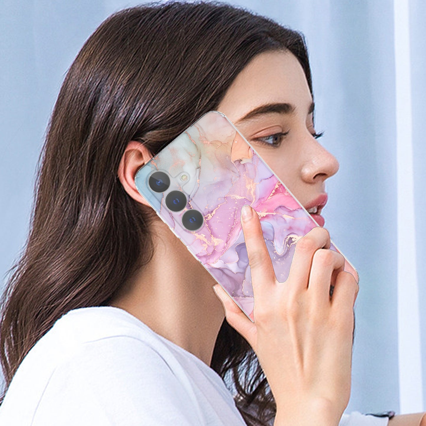 For Samsung Galaxy S24+ Phone Case GW18 Marble Pattern IMD Phone Cover - Style D