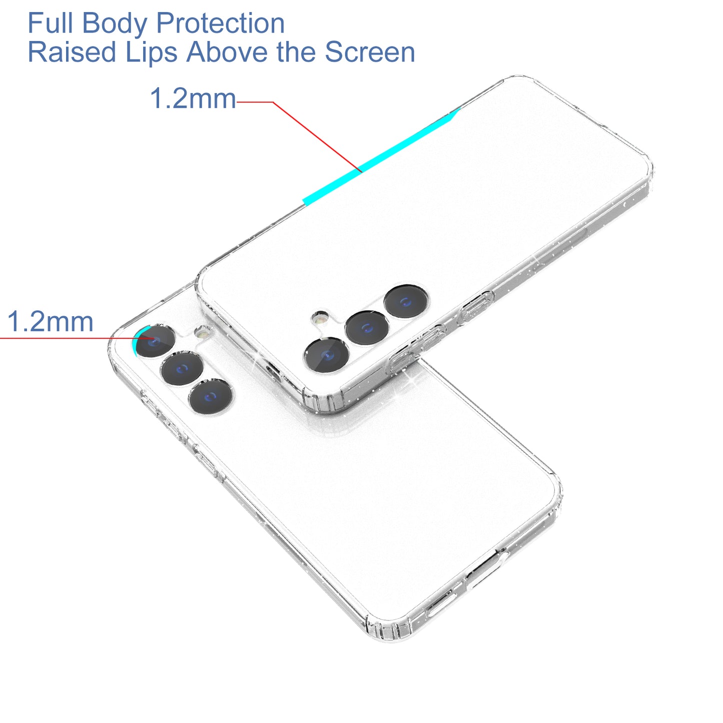 For Samsung Galaxy S24+ Clear Phone Case Soft TPU Cover Glitter Powder - Transparent