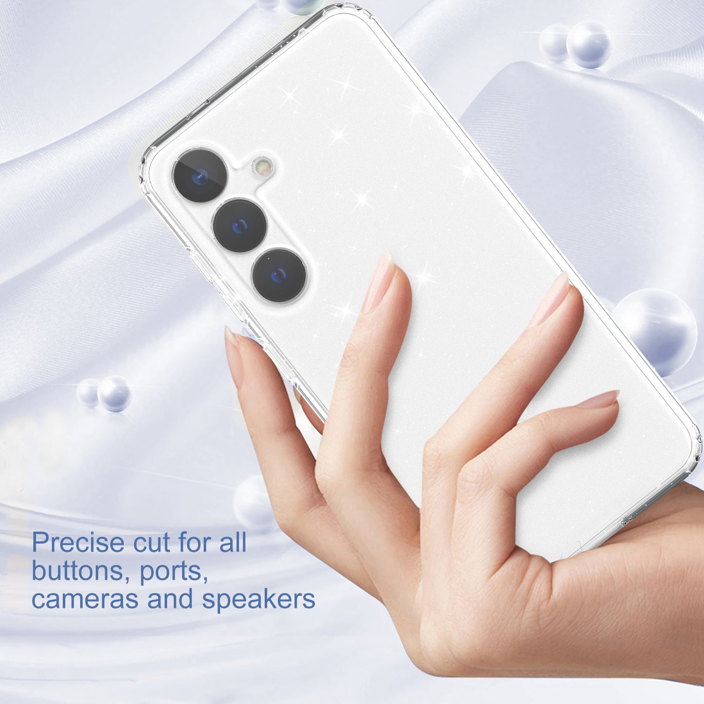For Samsung Galaxy S24+ Clear Phone Case Soft TPU Cover Glitter Powder - Transparent
