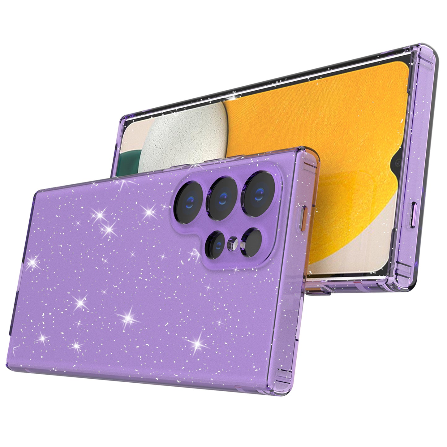 For Samsung Galaxy S24 Ultra TPU Case Glitter Powder Transparent Phone Cover - Transparent Purple