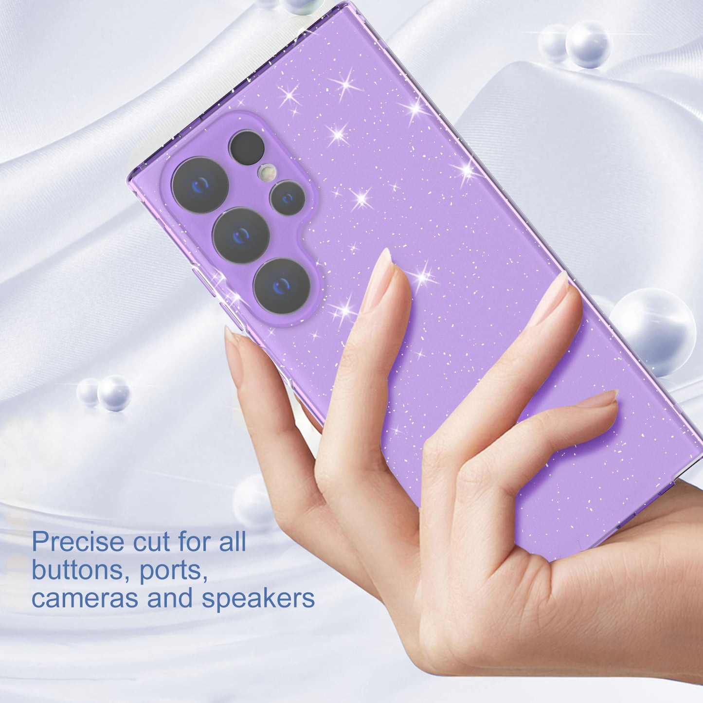For Samsung Galaxy S24 Ultra TPU Case Glitter Powder Transparent Phone Cover - Transparent Purple