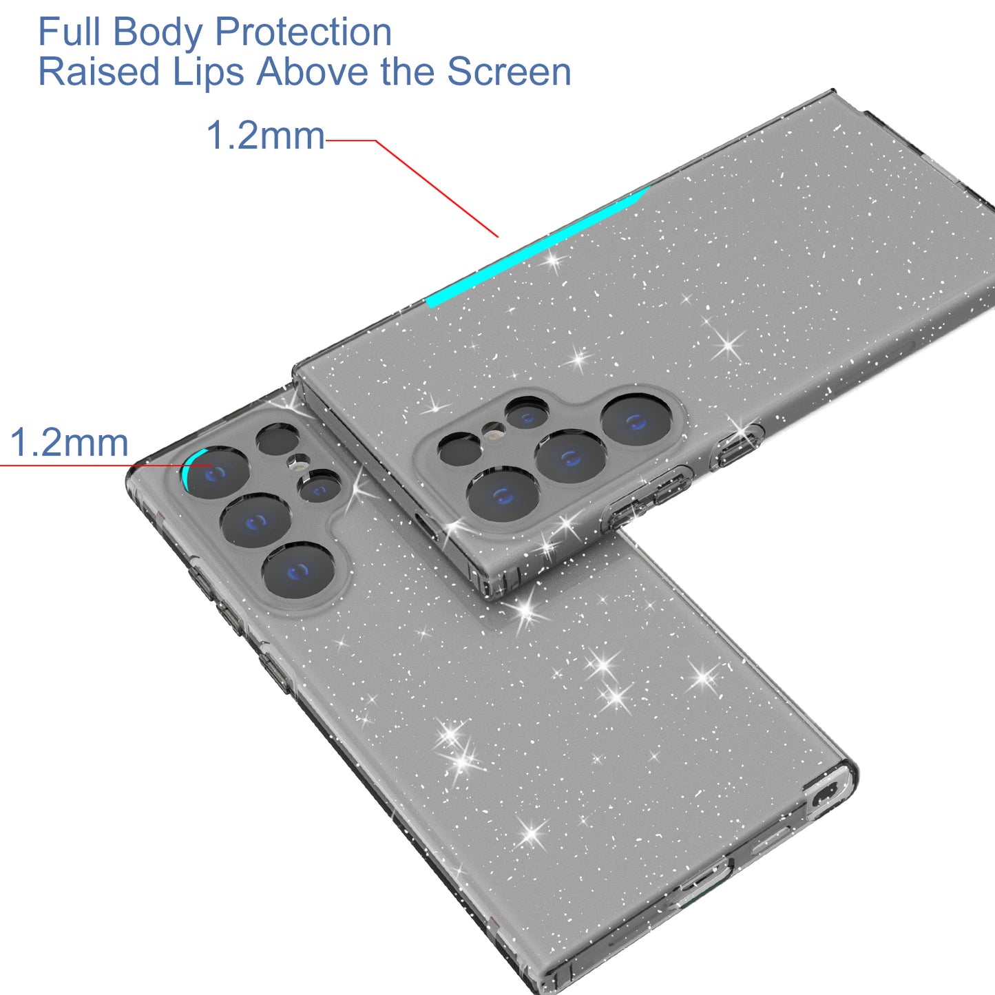 For Samsung Galaxy S24 Ultra TPU Case Glitter Powder Transparent Phone Cover - Transparent Black