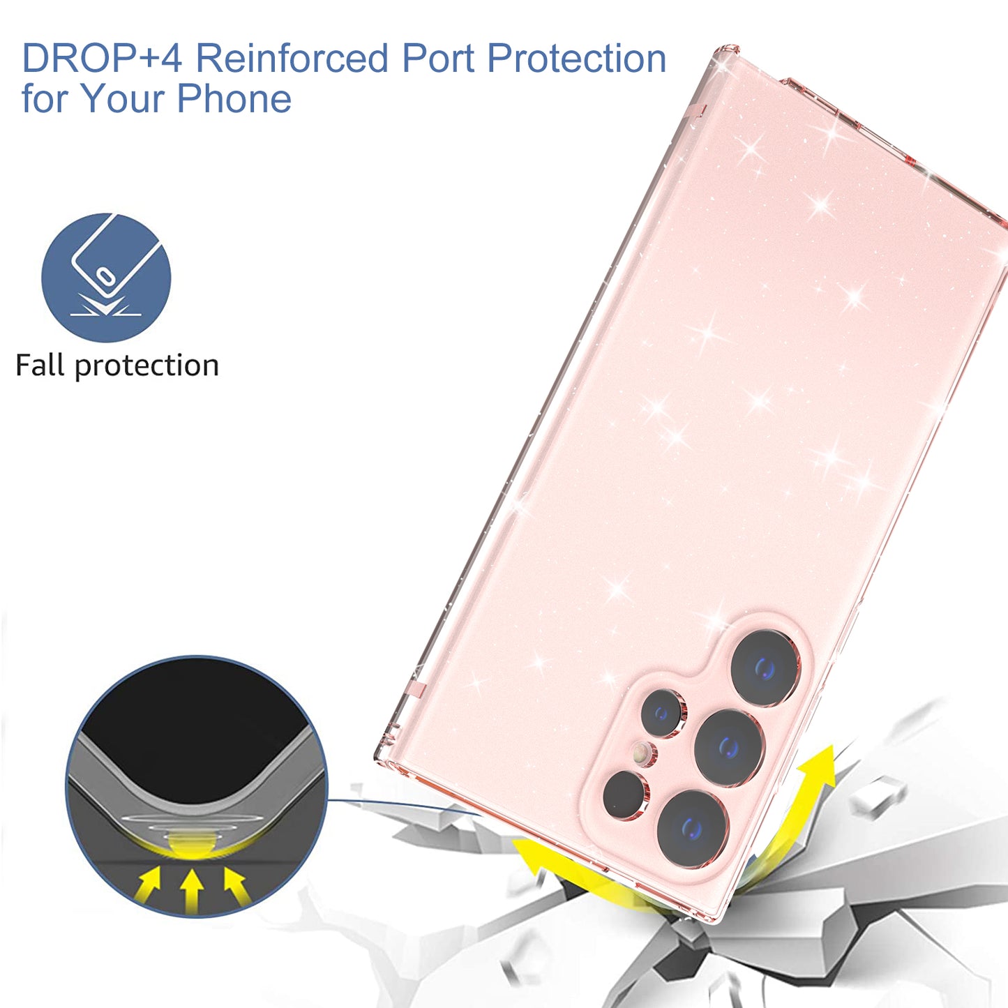 For Samsung Galaxy S24 Ultra TPU Case Glitter Powder Transparent Phone Cover - Transparent Pink