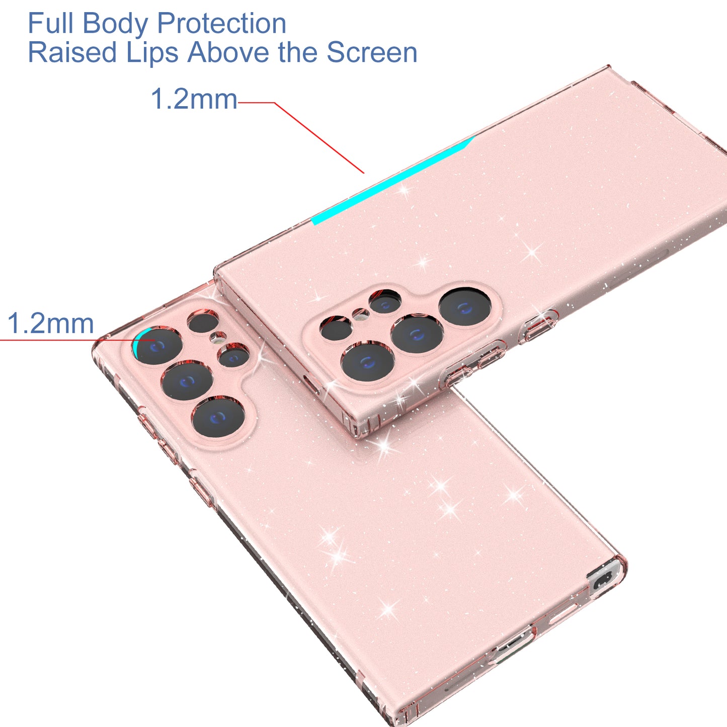 For Samsung Galaxy S24 Ultra TPU Case Glitter Powder Transparent Phone Cover - Transparent Pink